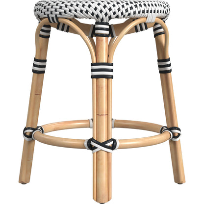 Tobias Rattan Round 18" Stool by Butler Specialty Company. Made from rattan: 60%, polyurethane synthetic rattan (pe): 40% in a coastal style.