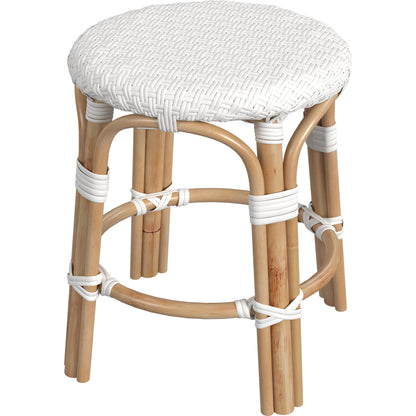 Tobias Rattan Round 18" Stool by Butler Specialty Company. Made from rattan: 60%, polyurethane synthetic rattan (pe): 40% in a coastal style.