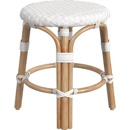 Tobias Rattan Round 18" Stool by Butler Specialty Company. Made from rattan: 60%, polyurethane synthetic rattan (pe): 40% in a coastal style.