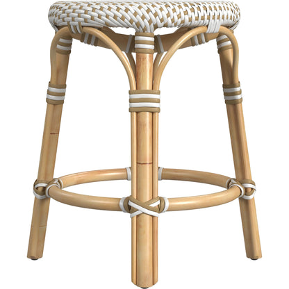 Tobias Rattan Round 18" Stool by Butler Specialty Company. Made from rattan: 60%, polyurethane synthetic rattan (pe): 40% in a coastal style.