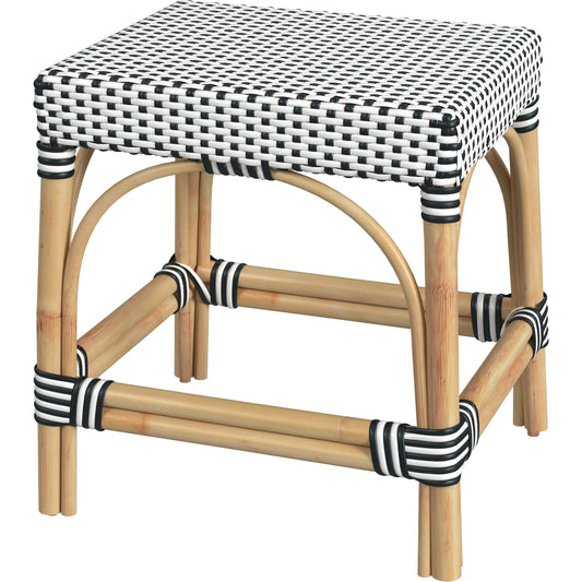 Robias Rattan Rectangular 18" Dining Stool by Butler Specialty Company. Made from rattan, polyurethane synthetic rattan in a coastal style.