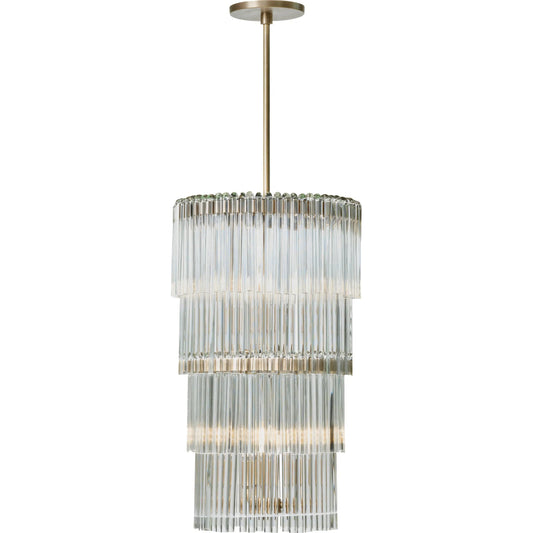 Lila 6 Light Pendant by Varaluz in bronze. Made from steel, crystal in a unique style.