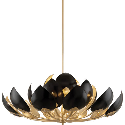 Lotus Chandelier by Hudson Valley. Made from brass in a modern style.
