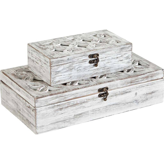 Floribundus Off- Decorative Boxes Set of Two by Mercana in white. Made from unique in a cottage & farmhouse style.