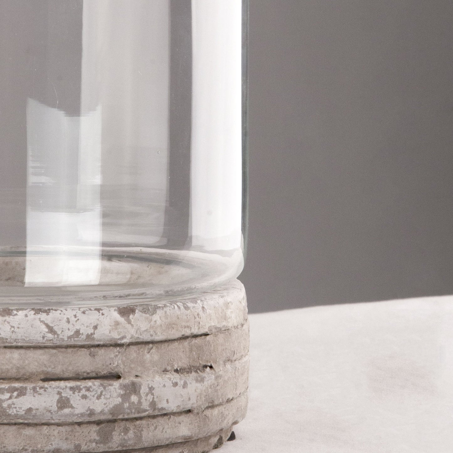 002 S-338125 | Closeup | Distressed White Ceramic Hurricane by Zentique in distressed white. Made from ceramic in a modern style.