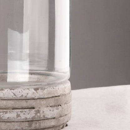 Distressed White Ceramic Hurricane by Zentique in distressed white. Made from ceramic in a modern style.