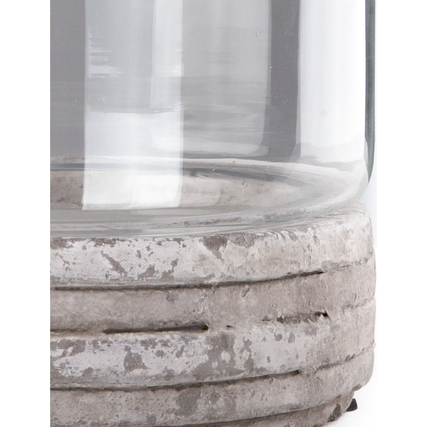003 S-338125 | Closeup | Distressed White Ceramic Hurricane by Zentique in distressed white. Made from ceramic in a modern style.