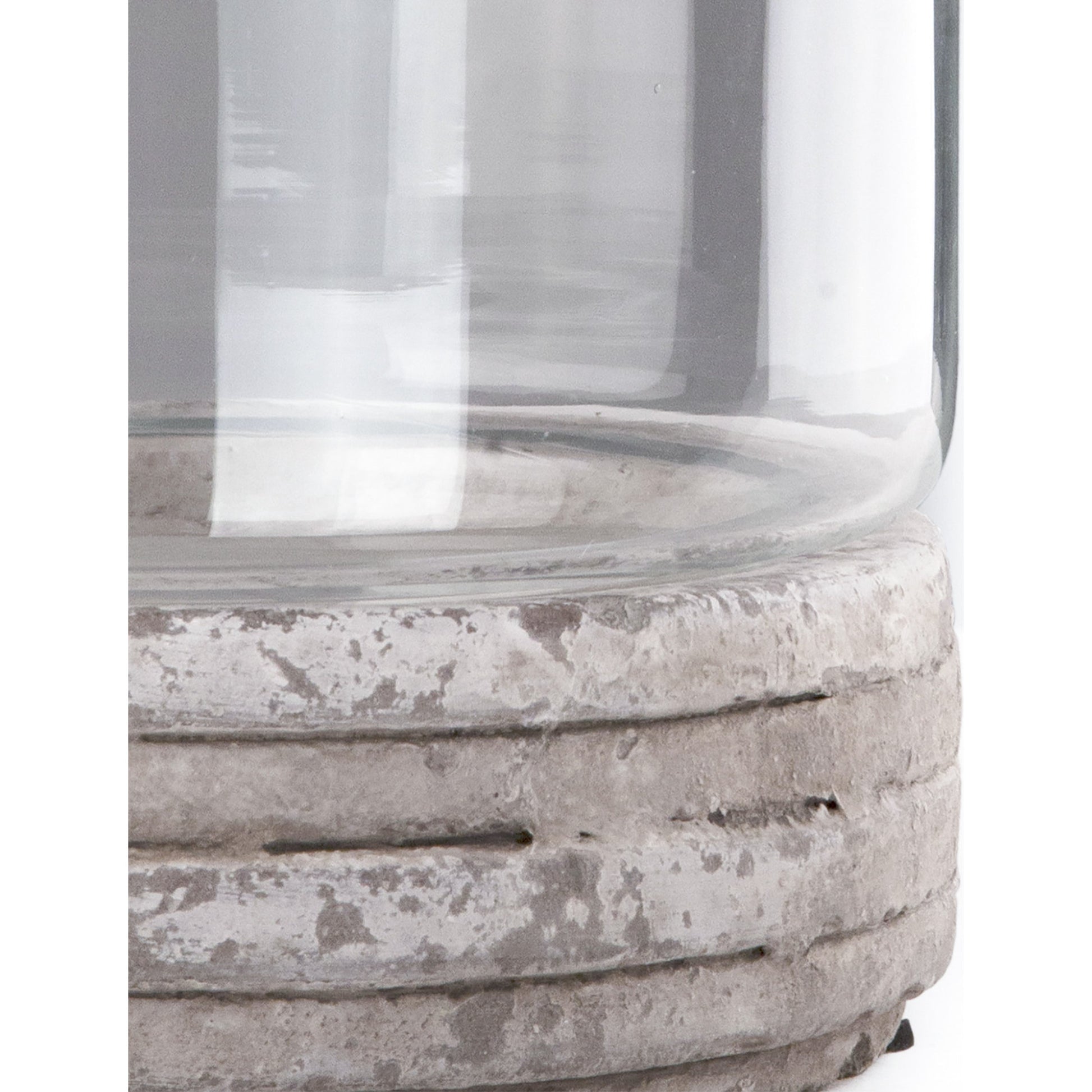Distressed White Ceramic Hurricane by Zentique in distressed white. Made from ceramic in a modern style.