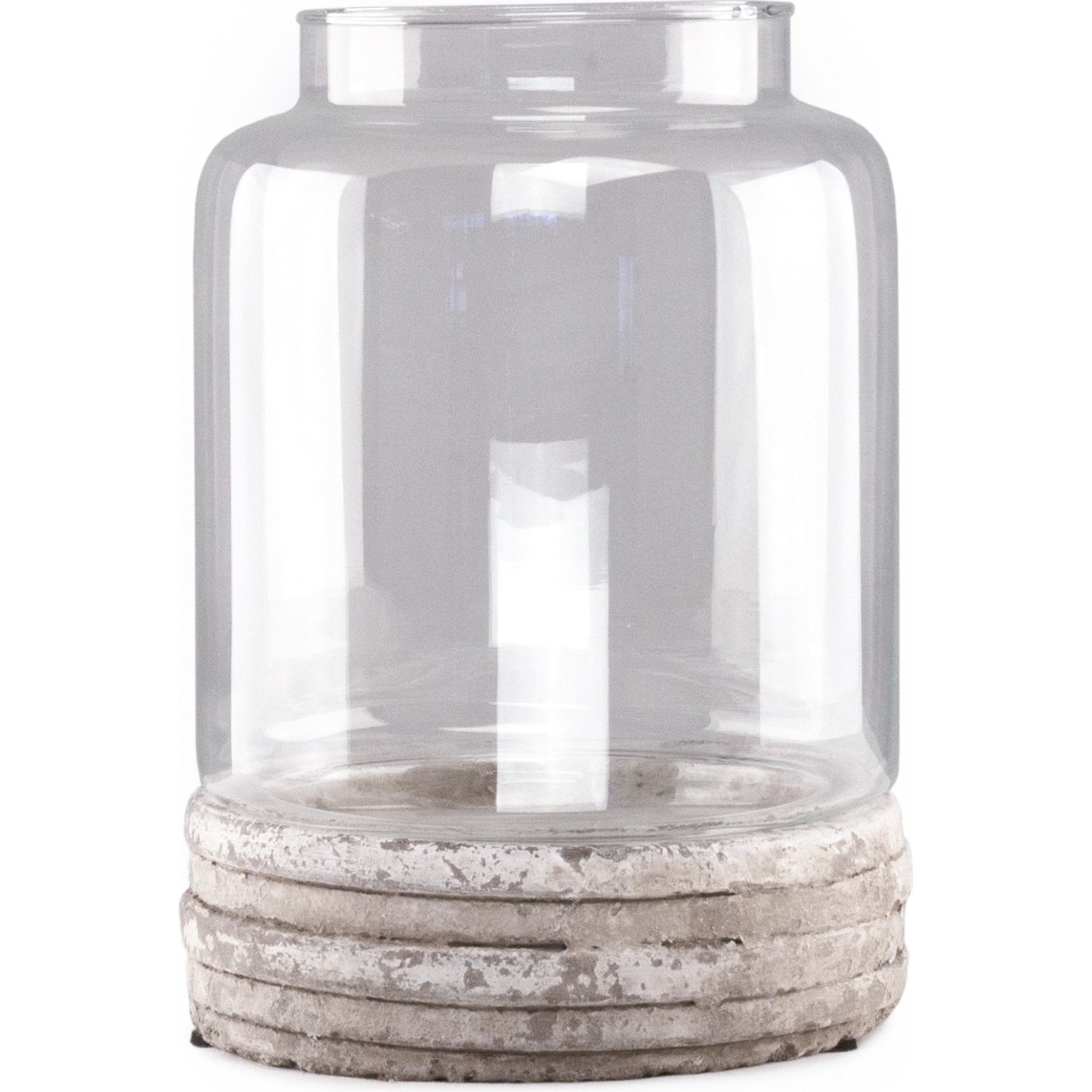 Distressed White Ceramic Hurricane by Zentique in distressed white. Made from ceramic in a modern style.