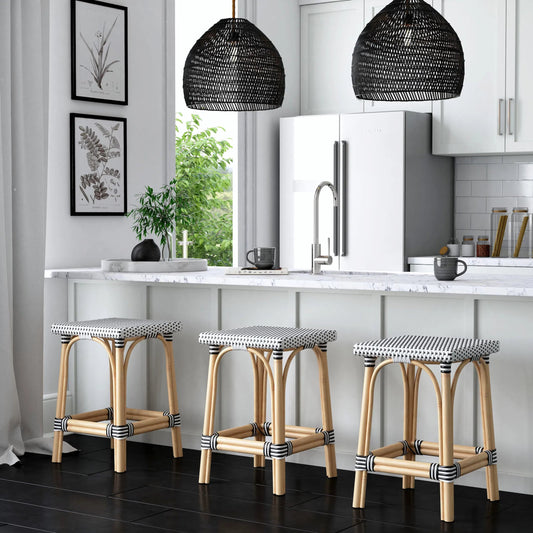 Riviera Square Rattan Counter Stool by Butler Specialty Company. Made from rattan, polyurethane (pe) synthetic rattan in a coastal style.