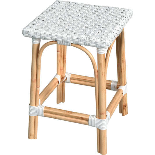 Riviera Square Rattan Counter Stool by Butler Specialty Company. Made from rattan, polyurethane (pe) synthetic rattan in a coastal style.