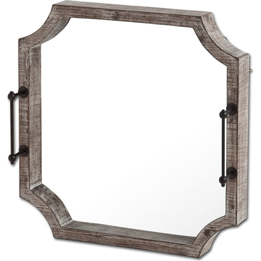 Shrouda II Brown Mirrored Bottom Tray by Mercana in beige. Made from unique in a cottage & farmhouse style.