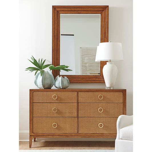 Wood Framed Raffia Mirror by Tommy Bahama Home in sierra. Made from unique in a coastal style.