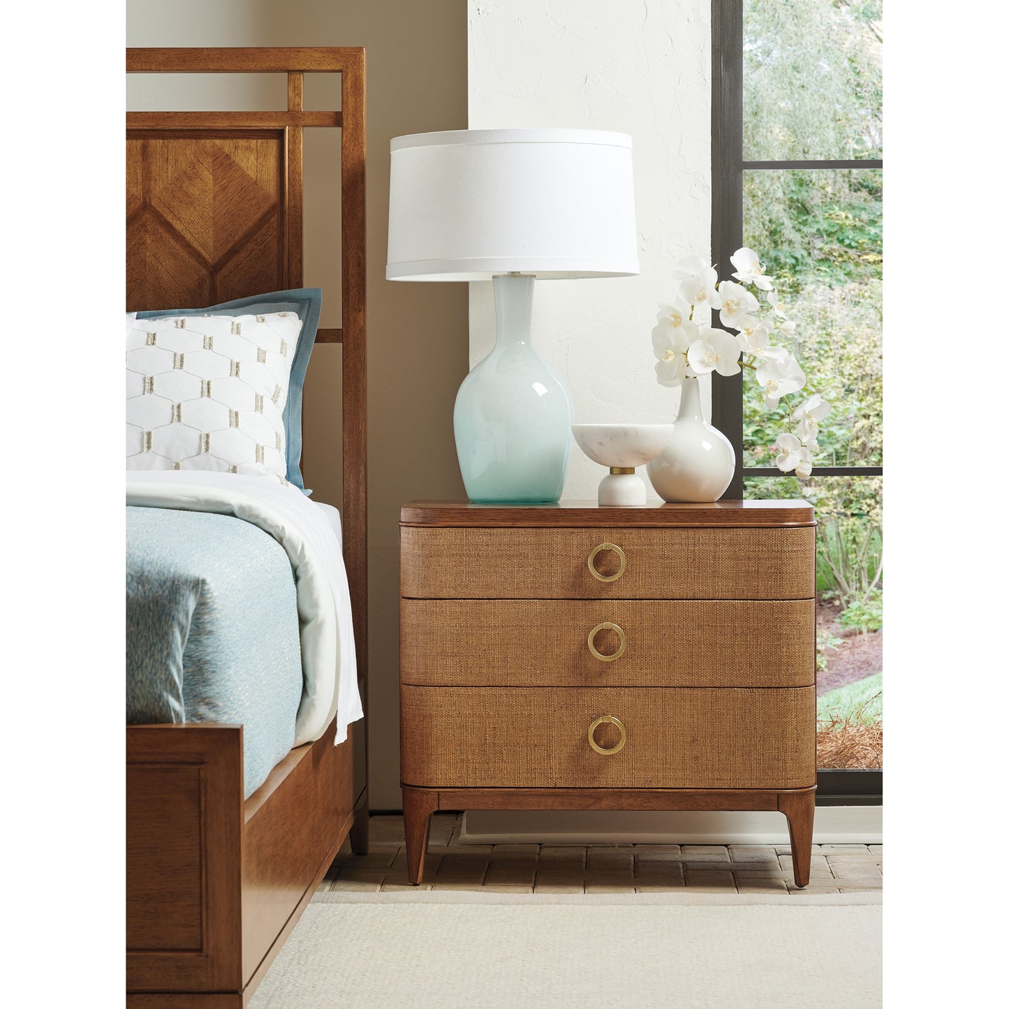 001 SI-1823531 | Lifestyle | Moreno Nightstand by Tommy Bahama Home in sierra. Made from unique in a transitional style.