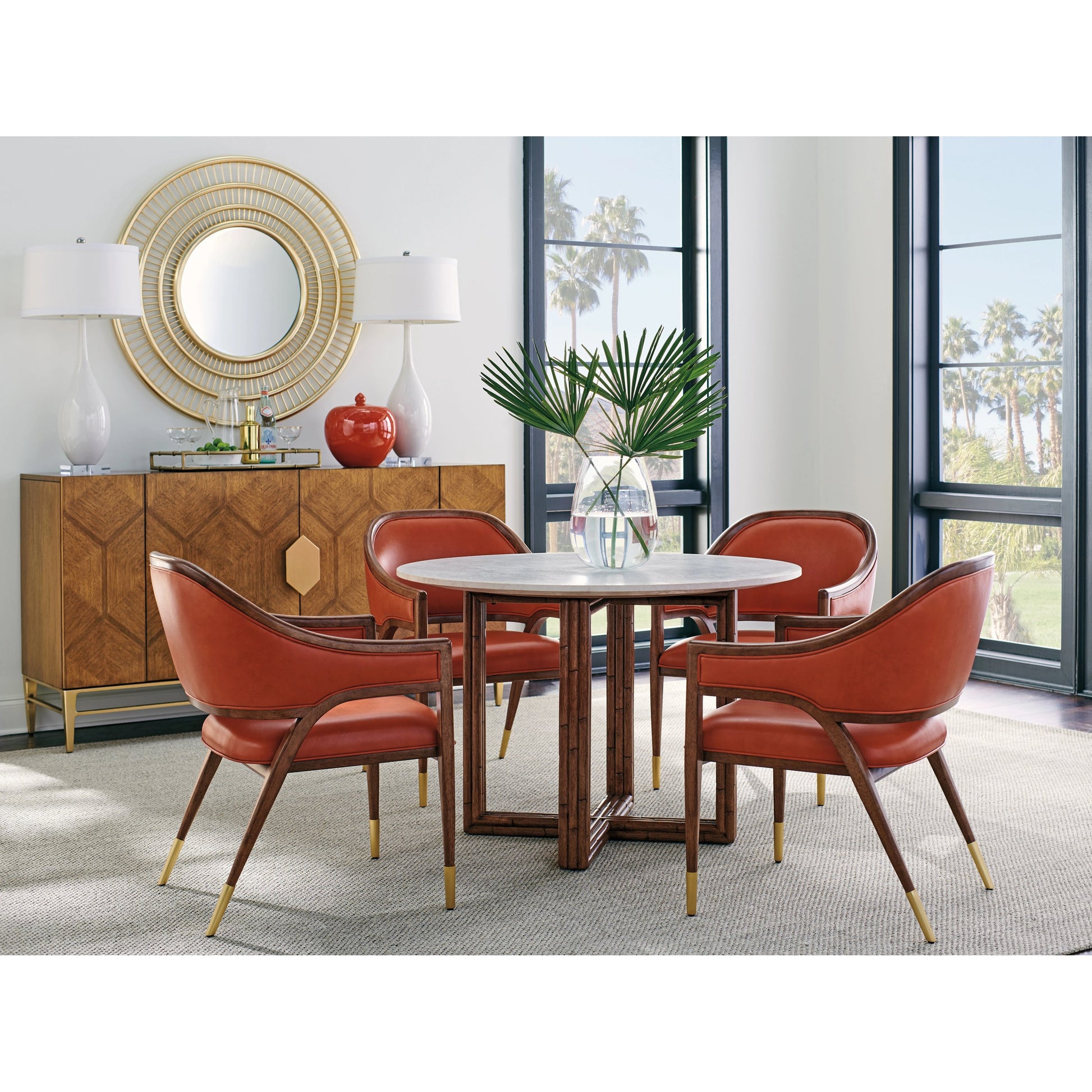 Ambrose Mirror by Tommy Bahama Home in gold. Made from unique in a transitional style.