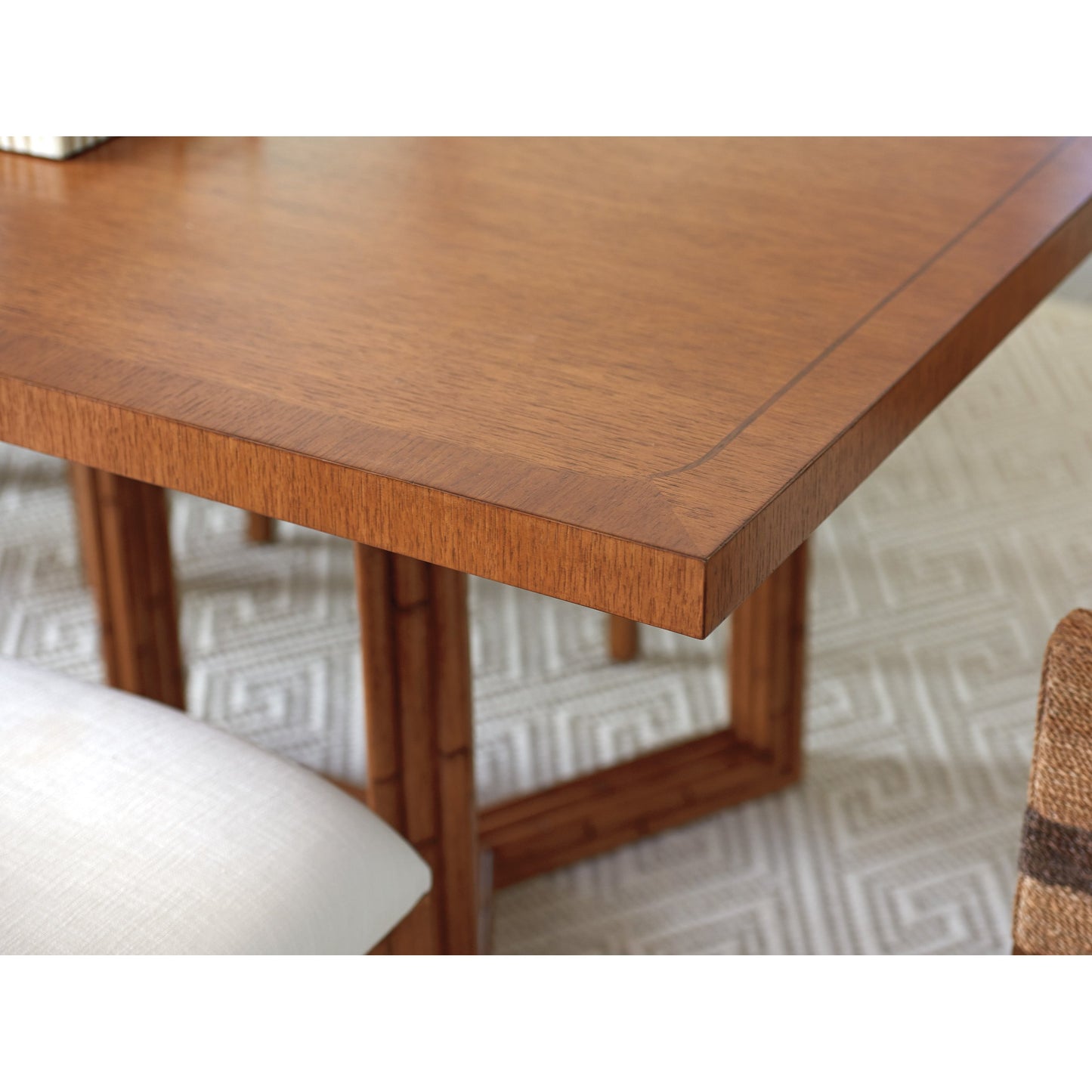 008 SI-1823547 | Closeup | San Marino Dining Table by Tommy Bahama Home in sierra. Made from unique in a cottage & farmhouse style.