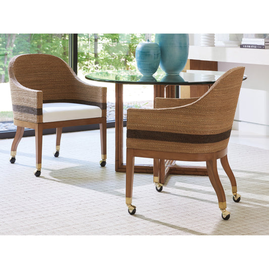 Dorian Woven Arm Chair by Tommy Bahama Home in sierra. Made from unique in a coastal style.