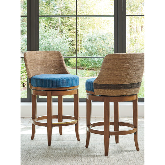 Kipton Pattern Swivel Counter Stool by Tommy Bahama Home in sierra. Made from unique in a transitional style.