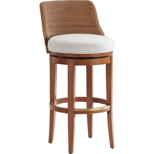 Kipton Swivel Bar Stool by Tommy Bahama Home in sierra. Made from unique in a coastal style.