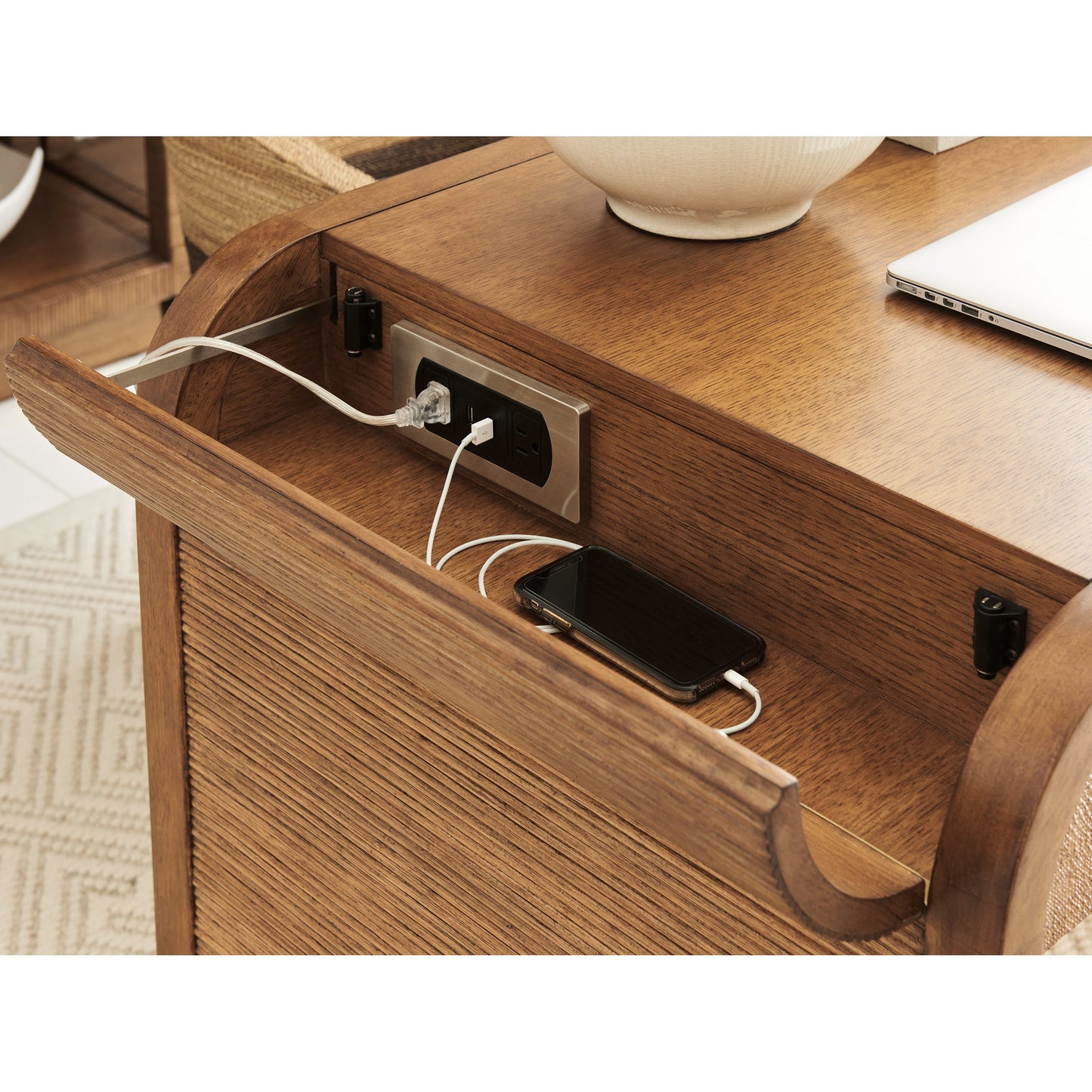 004 SI-1823529 | Closeup | Montclair Writing Desk by Tommy Bahama Home in sierra. Made from unique in a transitional style.