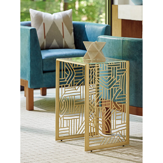 Redford Accent Table by Tommy Bahama Home in gold. Made from unique in a modern style.