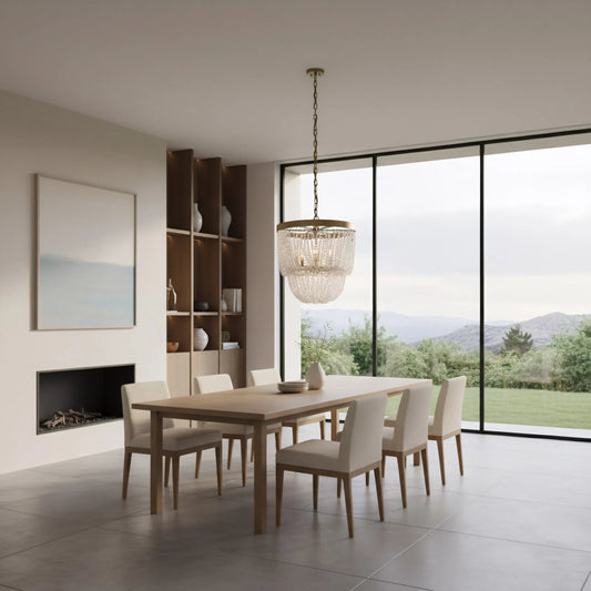 Solaire 6-LT Pendant by Varaluz in bronze. Made from steel, crystal in a unique style.