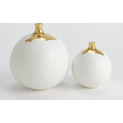 Dipped Golden Crackle/White Sphere Vase by Global Views in white and gold. Made from unique in a modern style.