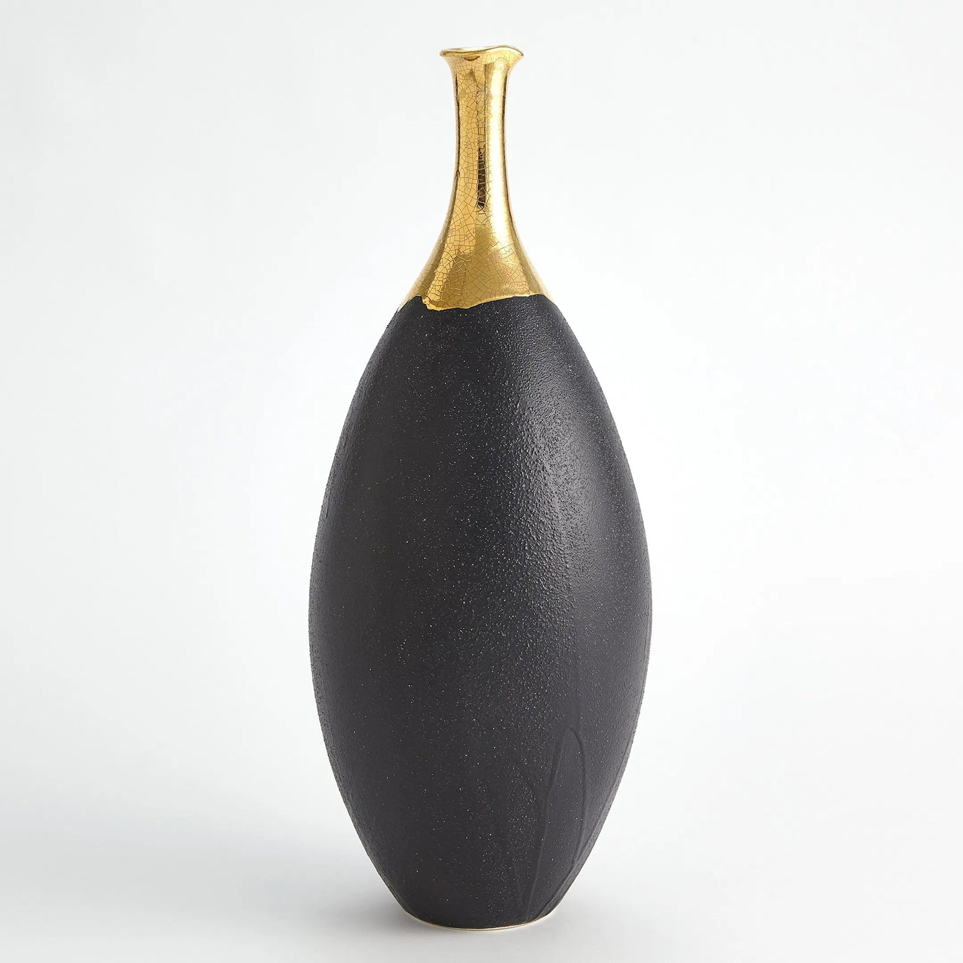 Dipped Golden Crackle/Black Slender Vase by Global Views in black and gold. Made from unique in a modern style.