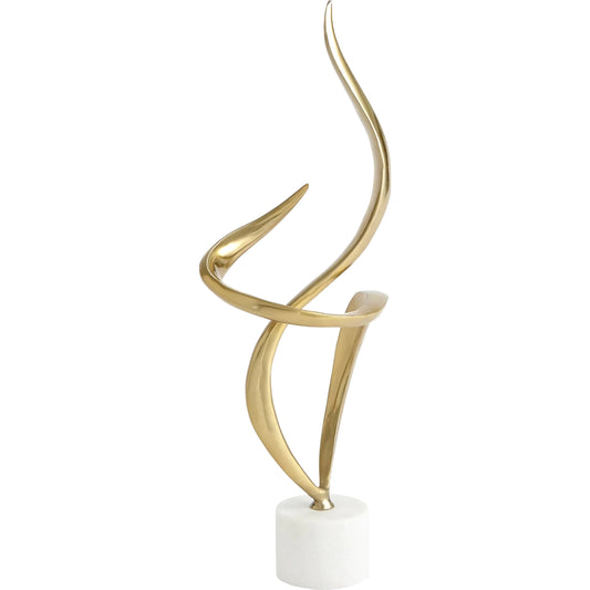 Swirl Metal Sculpture by Global Views in brass and marble. Made from unique in a unique style.
