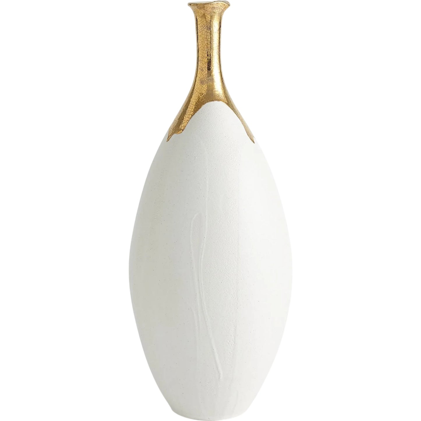 002 SI-2323455 | Primary Silo | Dipped Golden Crackle/White Slender Vase by Global Views in white and gold. Made from unique in a modern style.
