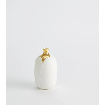Dipped Golden Crackle/White Sphere Vase by Global Views in white and gold. Made from unique in a modern style.