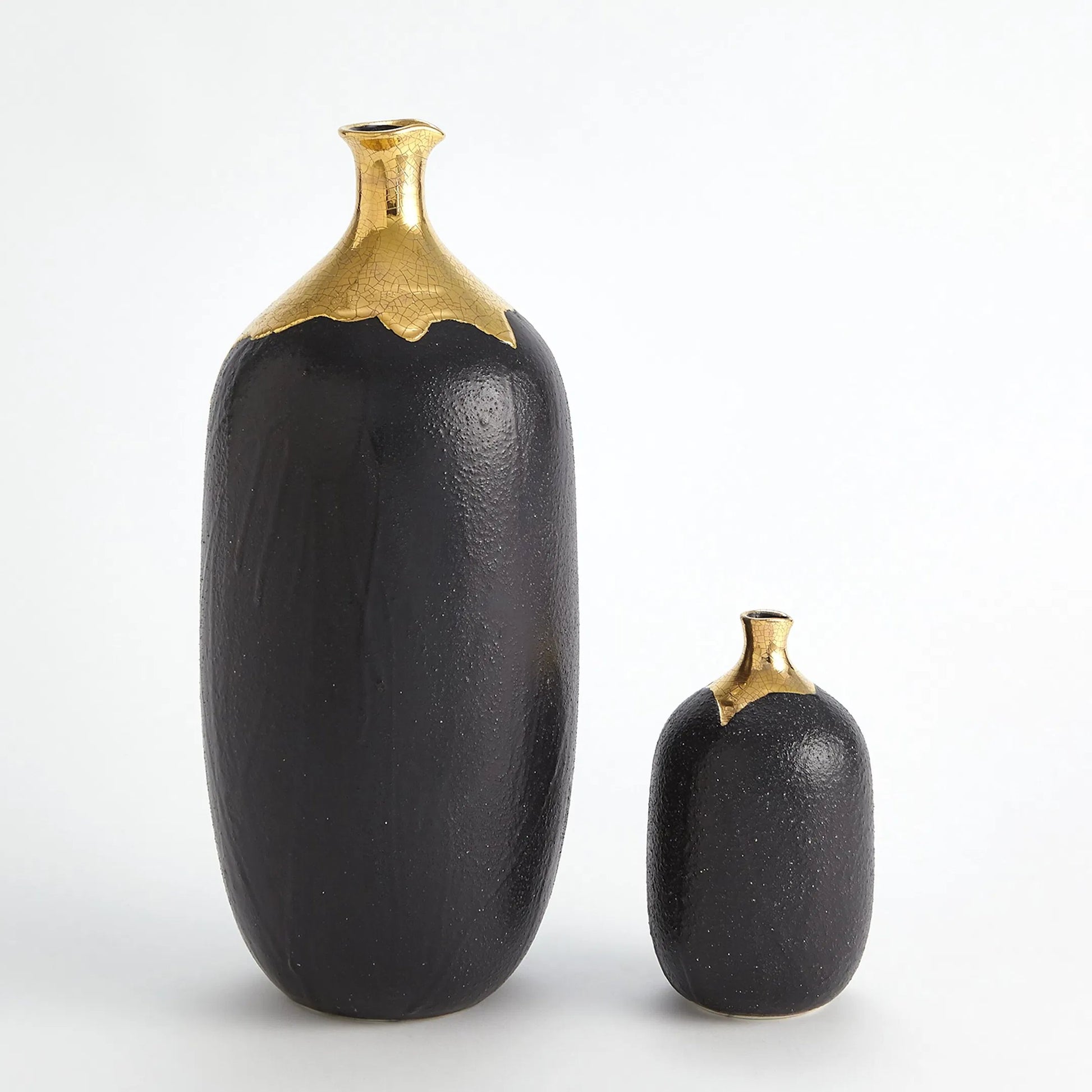 Dipped Golden Crackle/Black Cylinder Vase by Global Views in black and gold. Made from unique in a modern style.