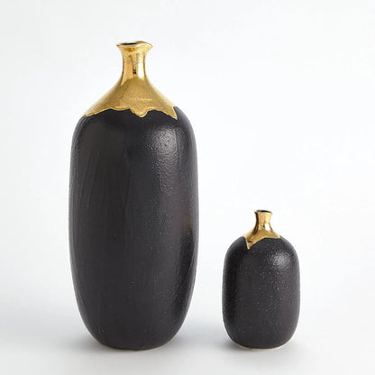 Dipped Golden Crackle/Black Cylinder Vase by Global Views in black and gold. Made from unique in a modern style.