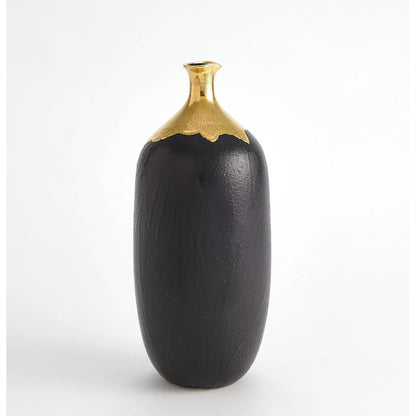 Dipped Golden Crackle/Black Slender Vase by Global Views in black and gold. Made from unique in a modern style.