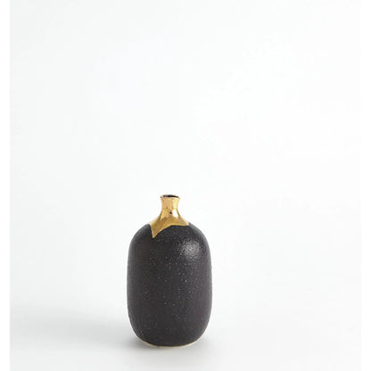 Dipped Golden Crackle/Black Cylinder Vase by Global Views in black and gold. Made from unique in a modern style.