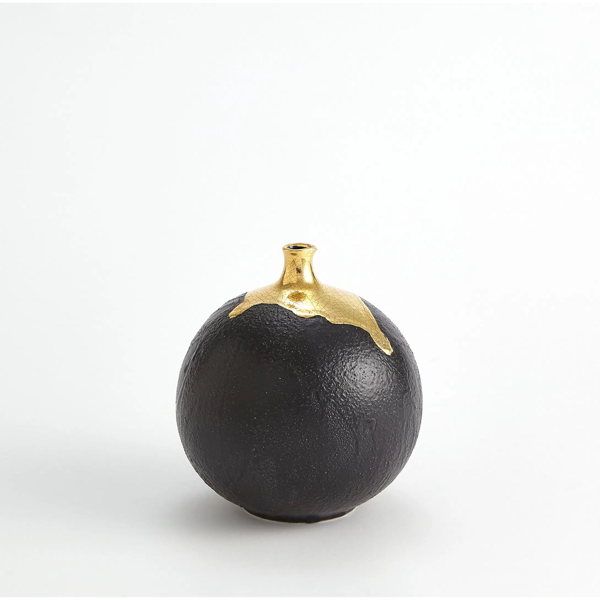 Dipped Golden Crackle/Black Sphere Vase by Global Views in black and gold. Made from unique in a modern style.