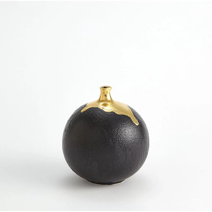 Dipped Golden Crackle/Black Sphere Vase by Global Views in black and gold. Made from unique in a modern style.