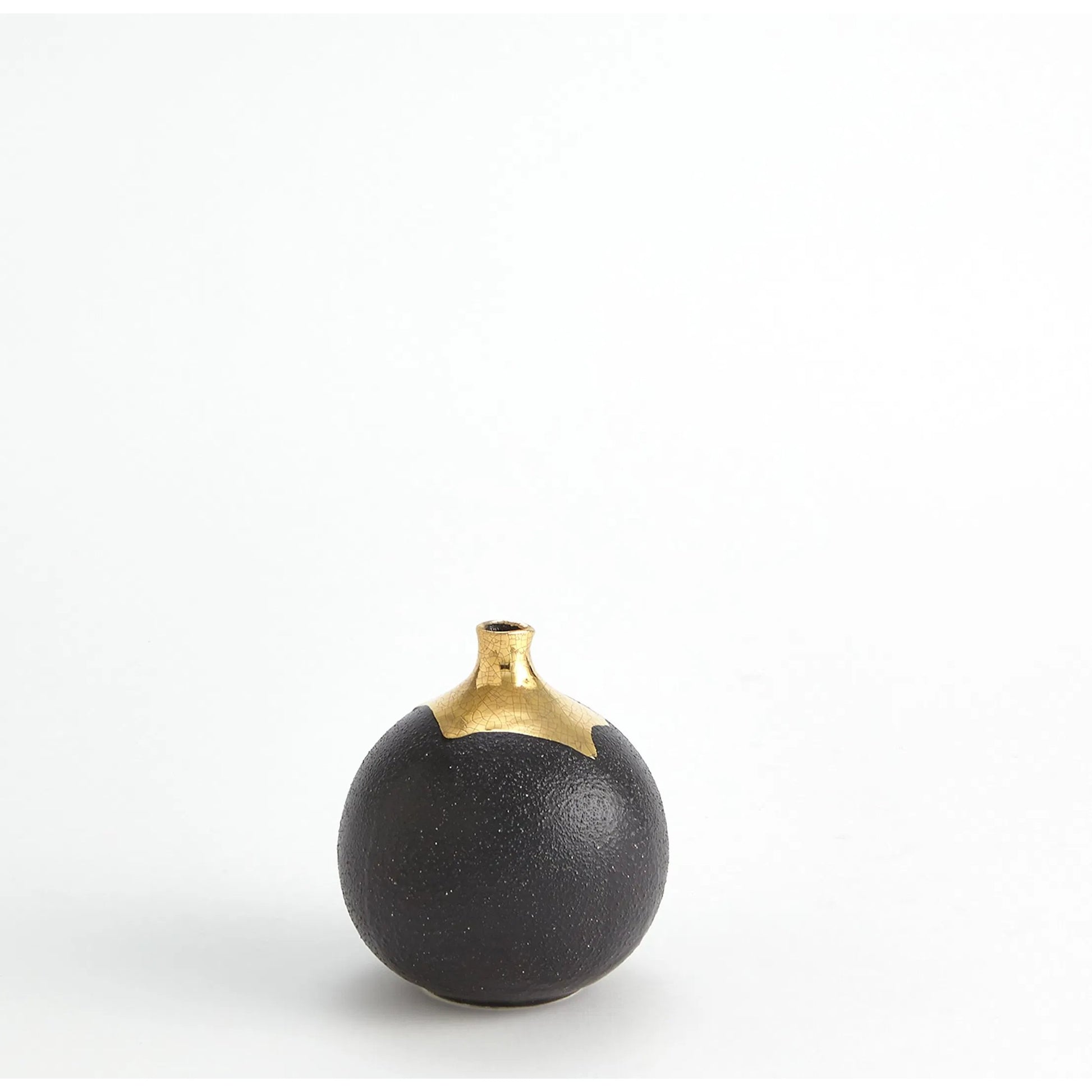 Dipped Golden Crackle/Black Sphere Vase by Global Views in black and gold. Made from unique in a modern style.