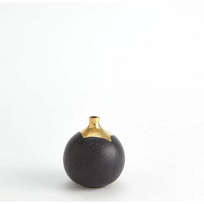 Dipped Golden Crackle/Black Sphere Vase by Global Views in black and gold. Made from unique in a modern style.