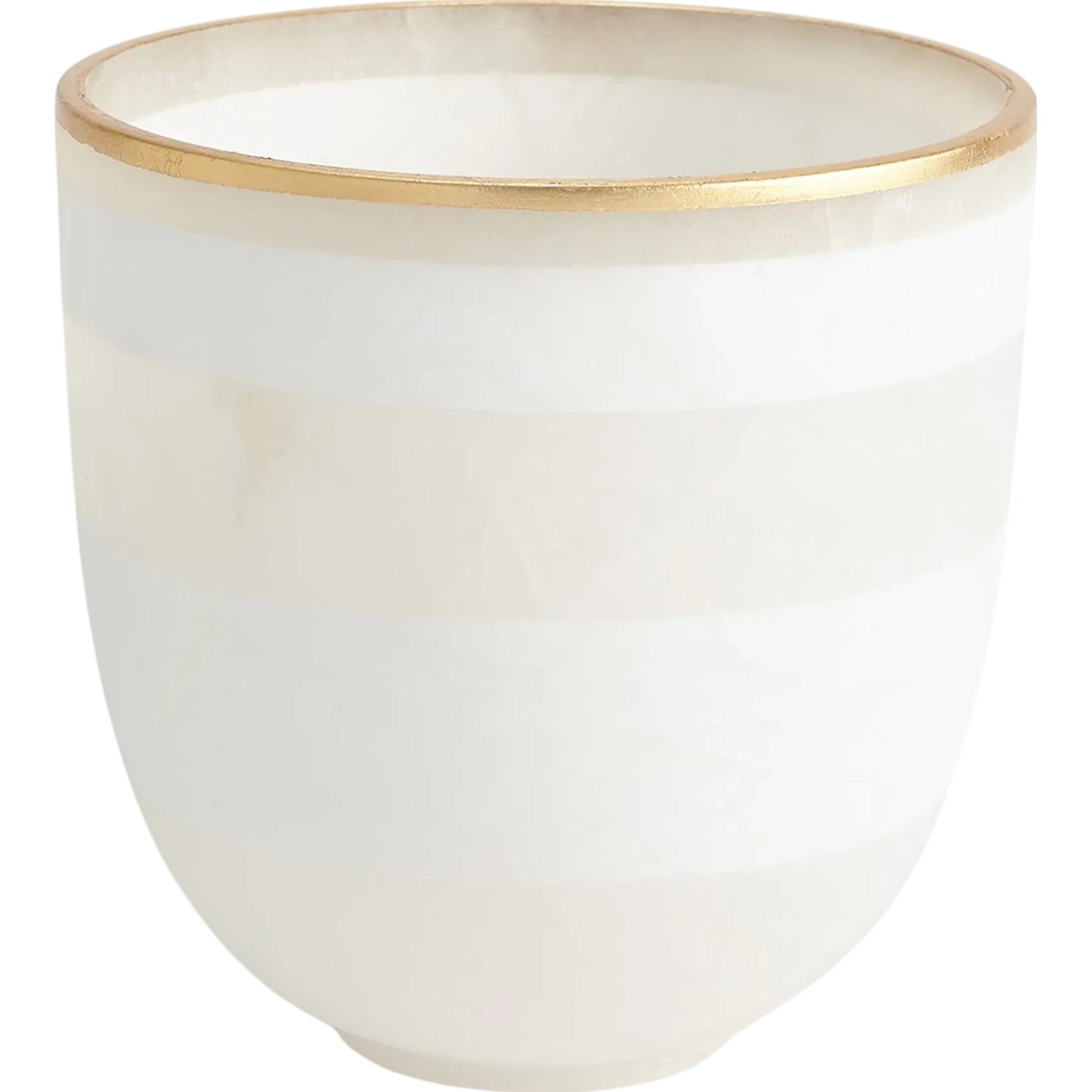 Striped Alabaster Bowl by Global Views in white and gold. Made from unique in a unique style.