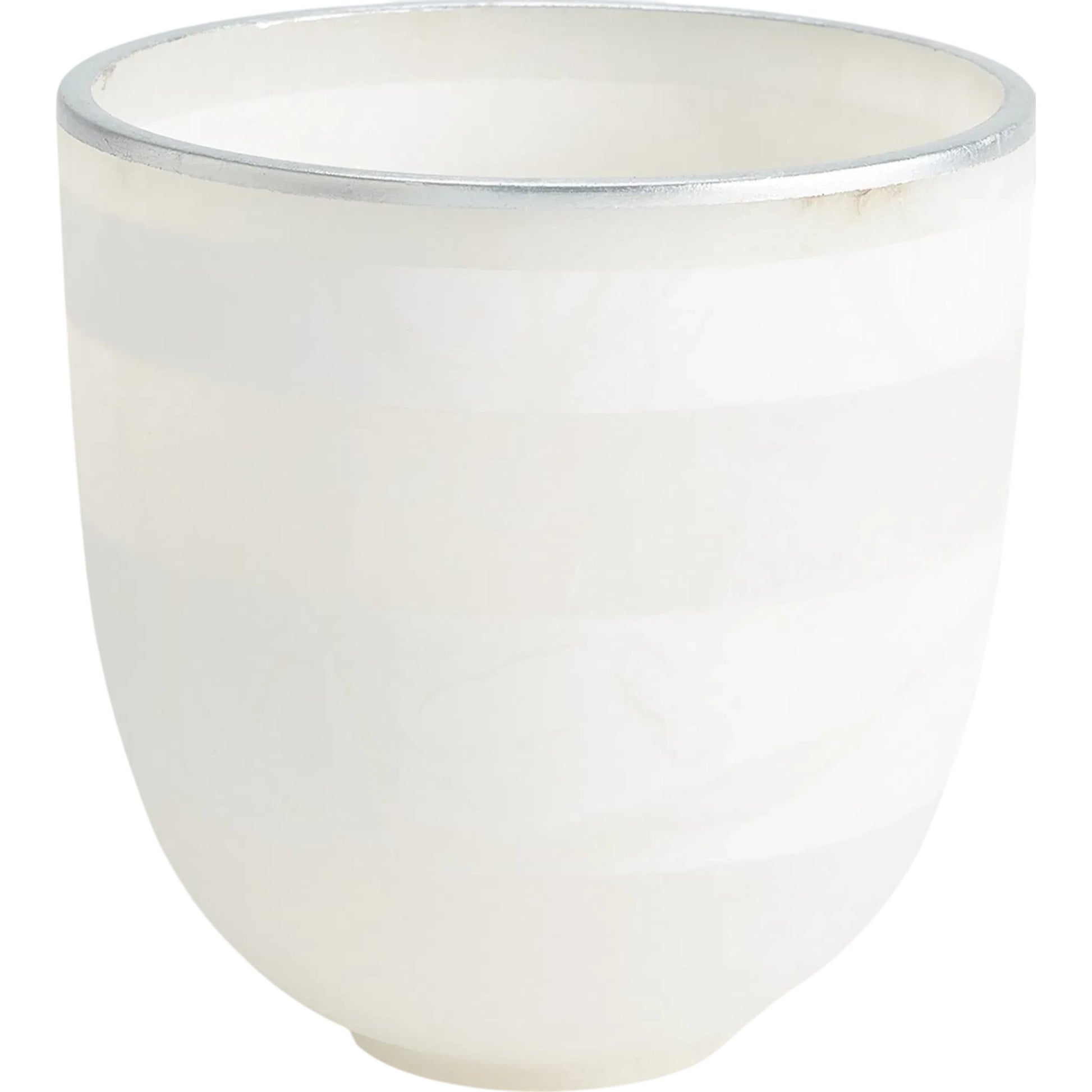 Striped Alabaster Bowl by Global Views in white and gold. Made from unique in a unique style.