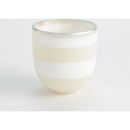 Striped Alabaster Bowl by Global Views in white and gold. Made from unique in a unique style.