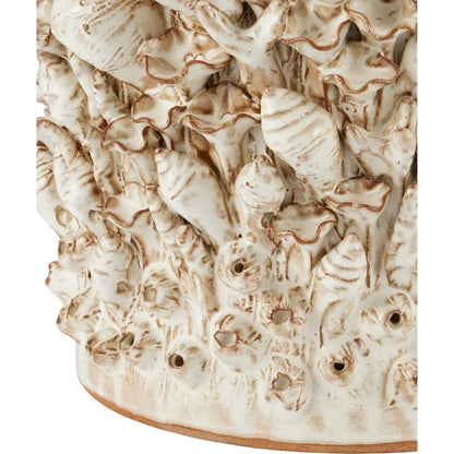 Corfu Ivory Accent Table by Currey and Company in milky white. Made from ceramic in a eclectic & global style.