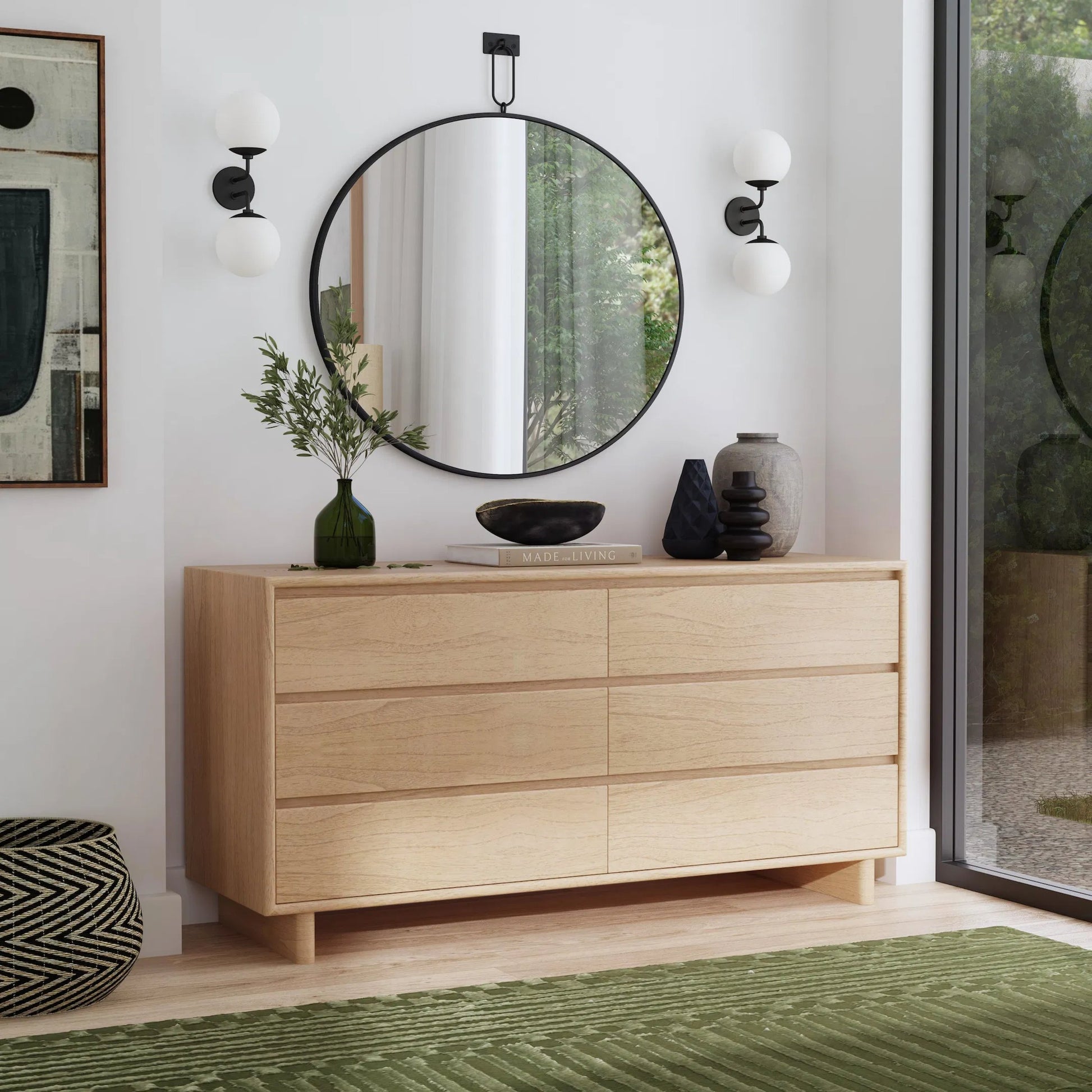 Halmstad 6 Drawer Dresser by Butler Specialty Company in light brown. Made from mdf: 50%, mindi wood: 40%, mindi veneer: 10% in a unique style.