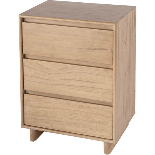 Halmstad 3 Drawer Narrow Nightstand by Butler Specialty Company in light brown. Made from mdf, mindi wood and mindi veneers in a unique style.