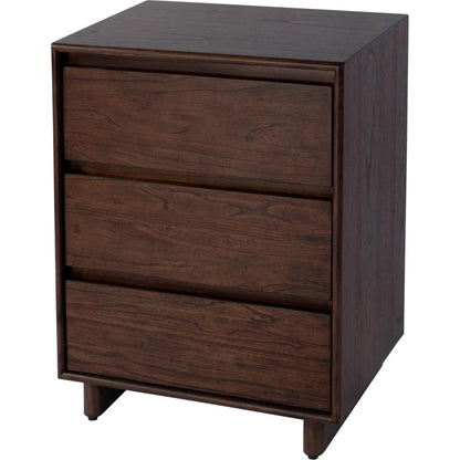 Halmstad Wood Panel 3-Drawer Nightstand by Butler Specialty Company in brown. Made from mdf, mindi wood and mindi veneers in a unique style.
