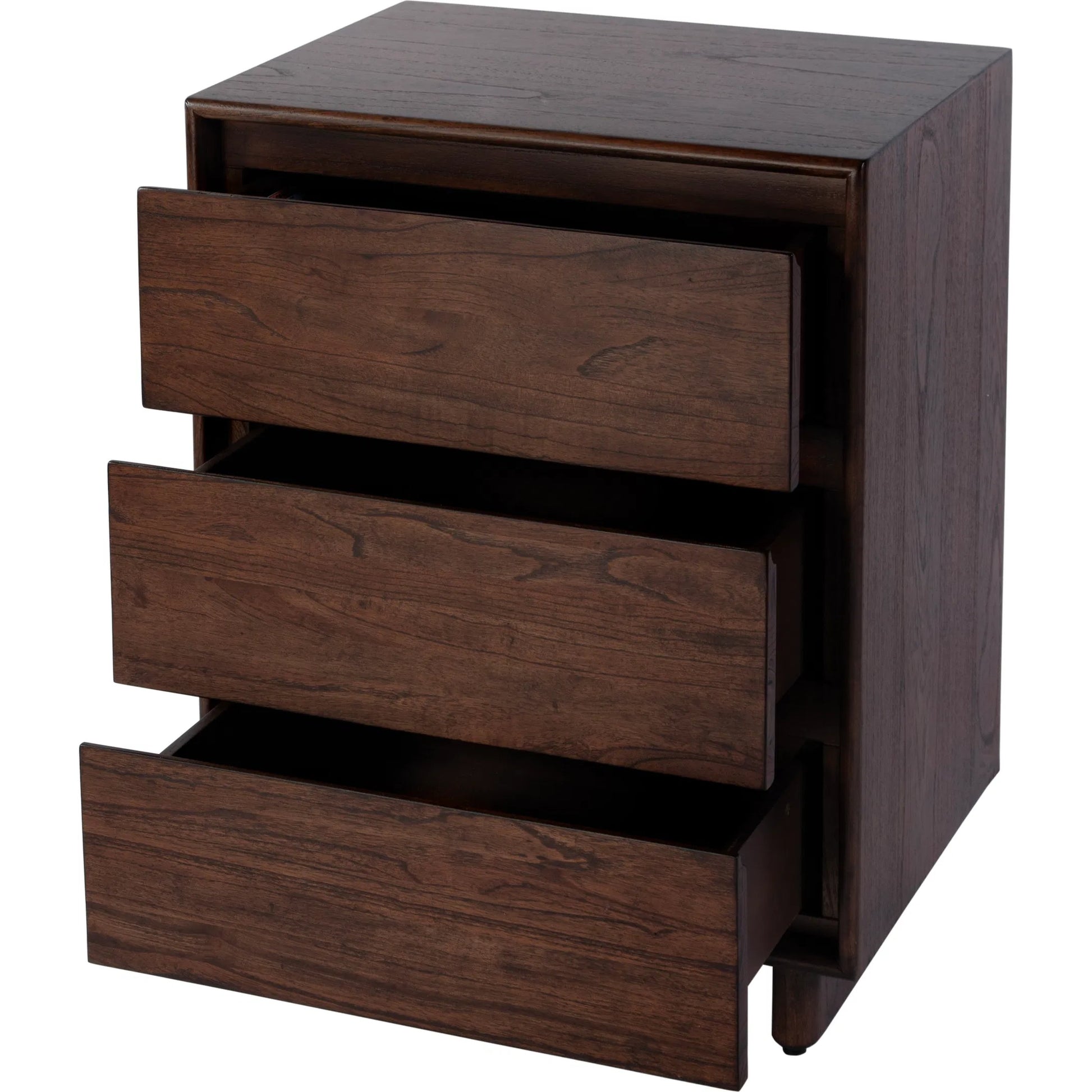 Halmstad Wood Panel 3-Drawer Nightstand by Butler Specialty Company in brown. Made from mdf, mindi wood and mindi veneers in a unique style.