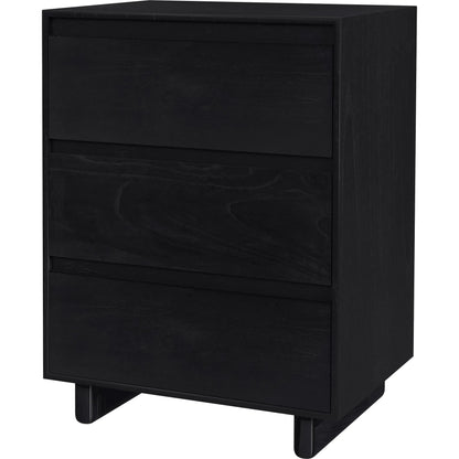 Halmstad 3-Dawer Nightstand by Butler Specialty Company in black. Made from mdf, mindi wood and mindi veneers in a unique style.