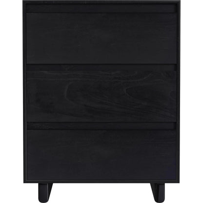 Halmstad 3-Dawer Nightstand by Butler Specialty Company in black. Made from mdf, mindi wood and mindi veneers in a unique style.