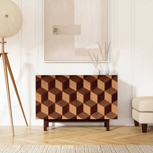 Stefan 2 Door Accent Cabinet by Butler Specialty Company in brown. Made from gmelina solids, walnut veneer, oak quarter veneer, sapele veneer, maple veneer, mdf, metal in a unique style.